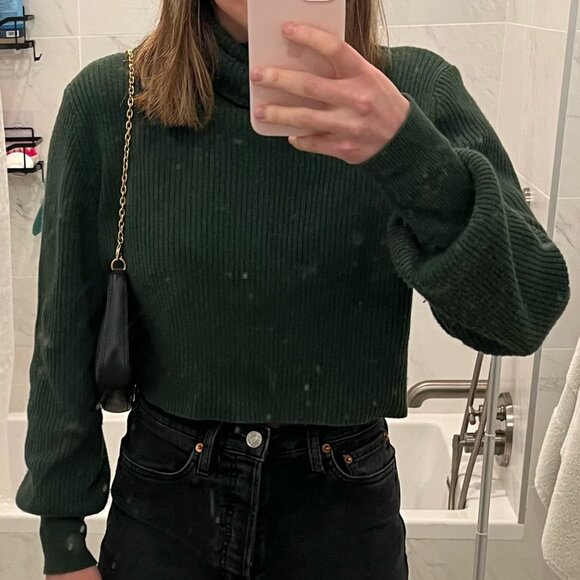 Reformation Luisa Cropped Cashmere Sweater Cedar - Size XS - Picture 2 of 2